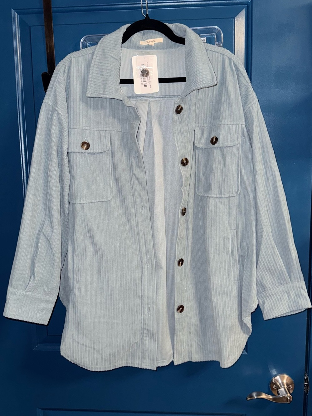 TwentyTen Light Blue Corduroy Button-Front Shacket, Size M